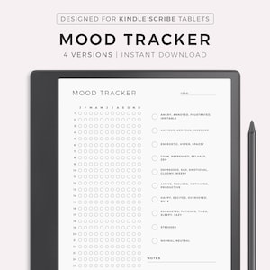 Mood Tracker, een jaar in pixels, stemmingsdagboek, emotietracker, stemmingsgrafiek, wellnessplanner, compatibel met Kindle Scribe, Instant Download