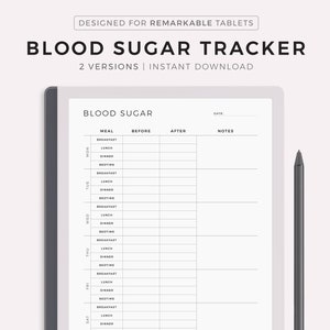 Bloedsuikertracker voor Remarkable 2, bloedglucosetracker, diabetisch logboek, bloedsuikerlogboek, diabetestracker, gezondheidstracker