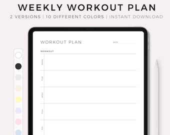 Planificador semanal de ejercicios, Planificador de fitness de 7 días, Planificador de ejercicios, Diario de fitness sencillo, Planificador digital para Goodnotes, Notability y iPad