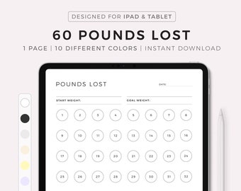 60 Pounds Lost Weight Tracker Digital, Weight Loss Tracker, Weight Loss Journal, Weight Goal, Notability Goodnotes Template iPad Tablet