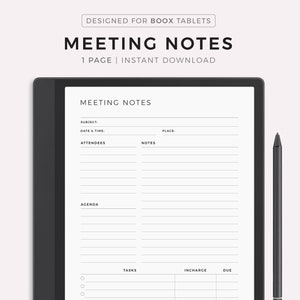 Modèle de notes de réunion pour la série Boox Note / série Tab / Go 10.3, téléchargement immédiat