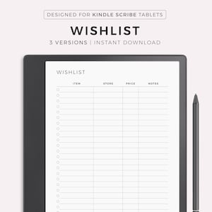 Einfache Wunschliste für Kindle Scribe, Weihnachtswunschliste, Geburtstagswunschliste, Einkaufswunschliste, Geschenke für mich, Sofort Download