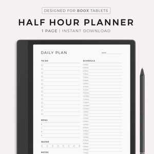 Hourly Planner for Boox Note Series / Tab Series / Go 10.3, Instant Download
