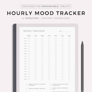 Mood Tracker per uur voor Remarkable 2, wekelijkse stemmingsdagboek, emotie-tracker, stemmingsgrafiek, wellnessplanner, Instant Download