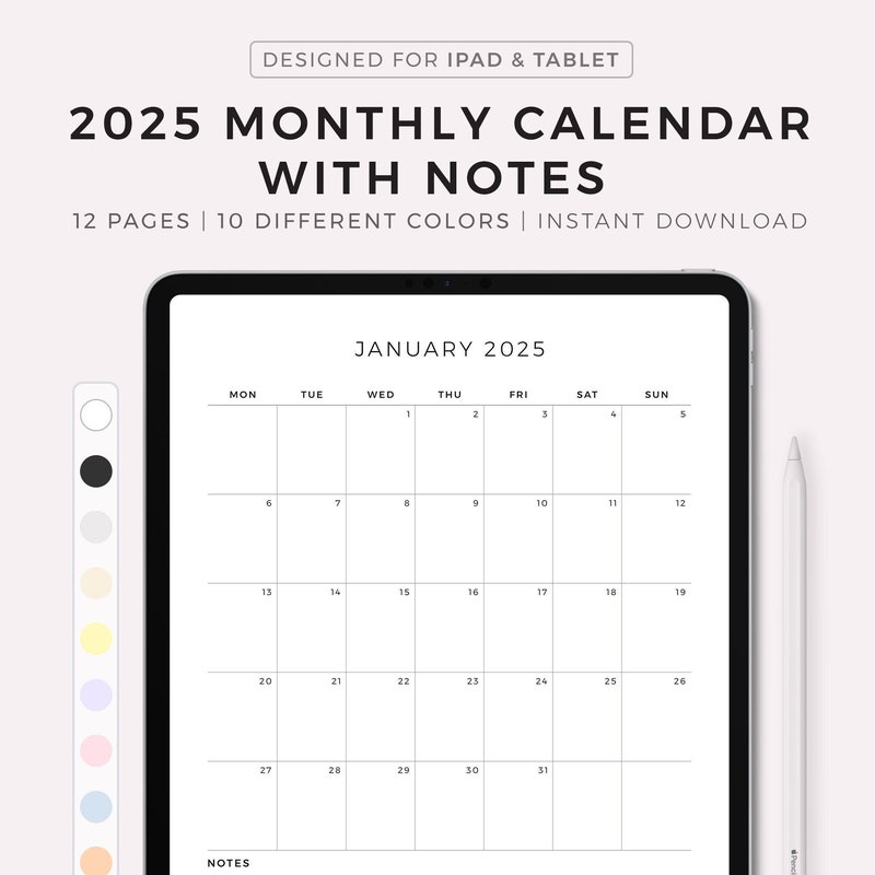 2025 Calendar iPad Download Etsy