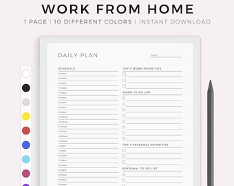 Agenda quotidien Travail à domicile pour Remarkable Paper Pro, téléchargement immédiat