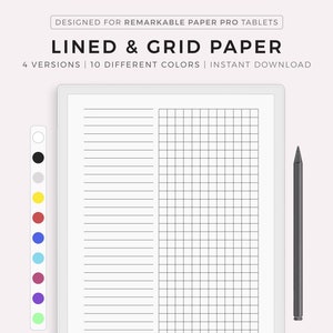 May include: A digital notebook with a lined section on the left and a grid section on the right. The notebook is designed for use with a Remarkable Paper Pro tablet. The text "MYLIFEPLANS" is at the bottom of the page.