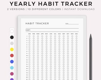 Yearly Habit Tracker for Remarkable Paper Pro, Instant Download