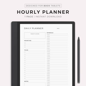 Hourly Planner for Boox Note Series / Tab Series / Go 10.3, Instant Download