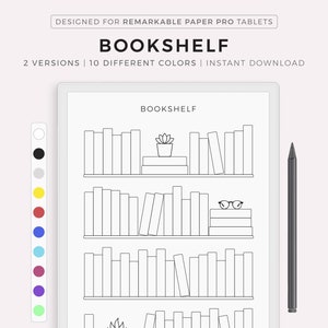 Modello di scaffale per Remarkable Paper Pro, Libri da leggere, Libri che ho letto, Book Tracker, Registro di lettura, Download immediato