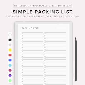 Remarkable 2 Templates Packing List - Etsy