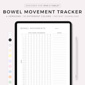 Digitale stoelgangtracker, dagboek voedselgevoeligheid, PDS-tracker, digitale sjabloon, compatibel met Goodnotes, Notability, iPad