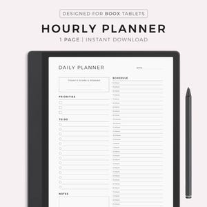 Daily Hourly Planner, Daily Organizer, Daily To Do List, Compatible with Boox Note Series / Tab Series / Go 10.3, Instant Download