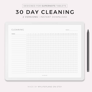 30 Day Cleaning Checklist for Supernote A5X2/A5X/A5/A6X2/A6X/A6, Landscape, Everyday Cleaning, Cleaning Reminder, Cleaning Tasks