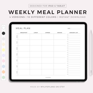 Digitaler Wochenplaner Landschaft, 7 Tage Menüplaner, Meal Prep Planer, Food Planner, Kompatibel mit Goodnotes, Notability