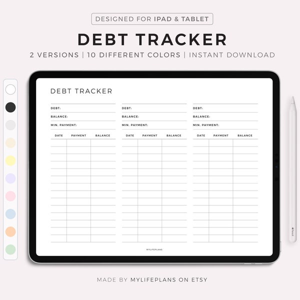 Digitaler Landschafts-Schuldentracker, Landschaft für die Rückzahlung der Verschuldung, Haushaltsplaner, iPad Digital Template, Goodnotes, Notability, NoteShelf