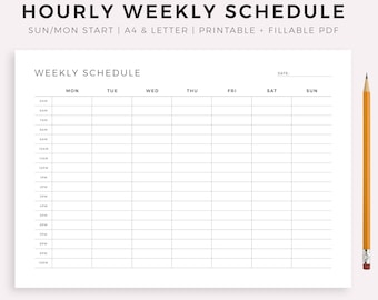 Programme horaire hebdomadaire, paysage, agenda hebdomadaire imprimable, aperçu de la semaine, ordre du jour hebdomadaire, agenda de bureau, liste hebdomadaire de tâches,