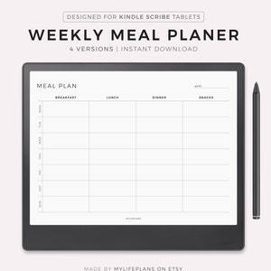 Wöchentliche Essensplanung für Kindle Scribe, Landschaft, 7 Tage Menüplaner, Meal Prep Planer, Food Planner, Sofort Download