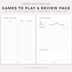 Videogames om te spelen en pagina te bekijken, A4/A5/Letter/Half Size, PDF direct downloaden