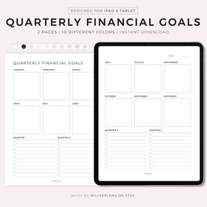 Quarterly Financial Goals, Financial Goals, Goal Setting, Goal Planning, Digital Planner, Compatible with Goodnotes, Notability, Noteshelf