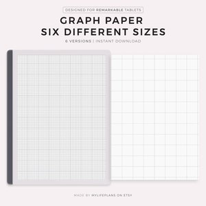Graph Paper Six Different Sizes - 0.25", 0.5", 1", 10 squares per inch, 5mm, 10mm, Compatible with Remarkable 2, Instant Download
