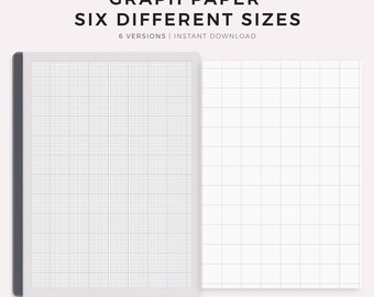 Graph Paper Six Different Sizes - 0.25", 0.5", 1", 10 squares per inch, 5mm, 10mm, Compatible with Remarkable 2, Instant Download