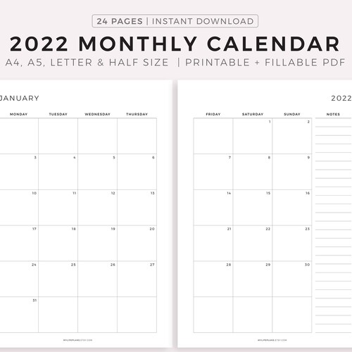 2023 monthly calendar on two pages with notes printable etsy ireland