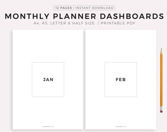 Printable Monthly Dashboards Inserts Monthly Dividers - Etsy