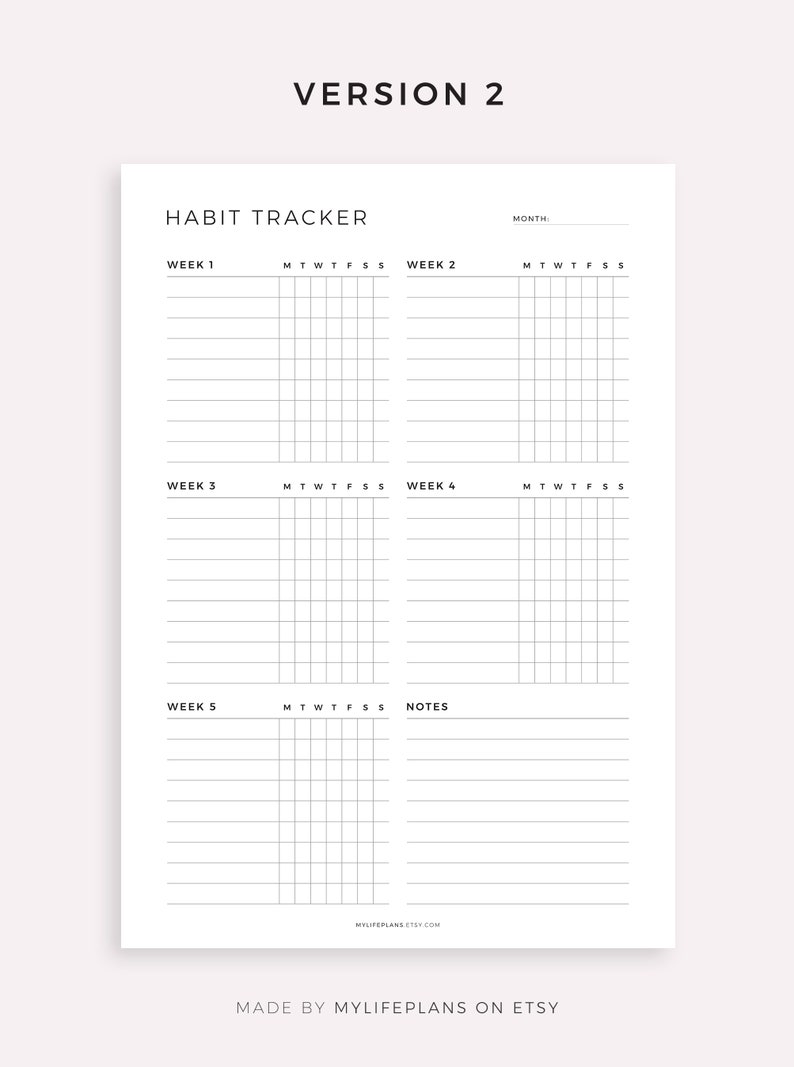 Monthly Habit Tracker Printable, Habit Tracker Template, Routine Tracker, Goal Tracker A4/Letter/A5/Half, Instant Download PDF image 3