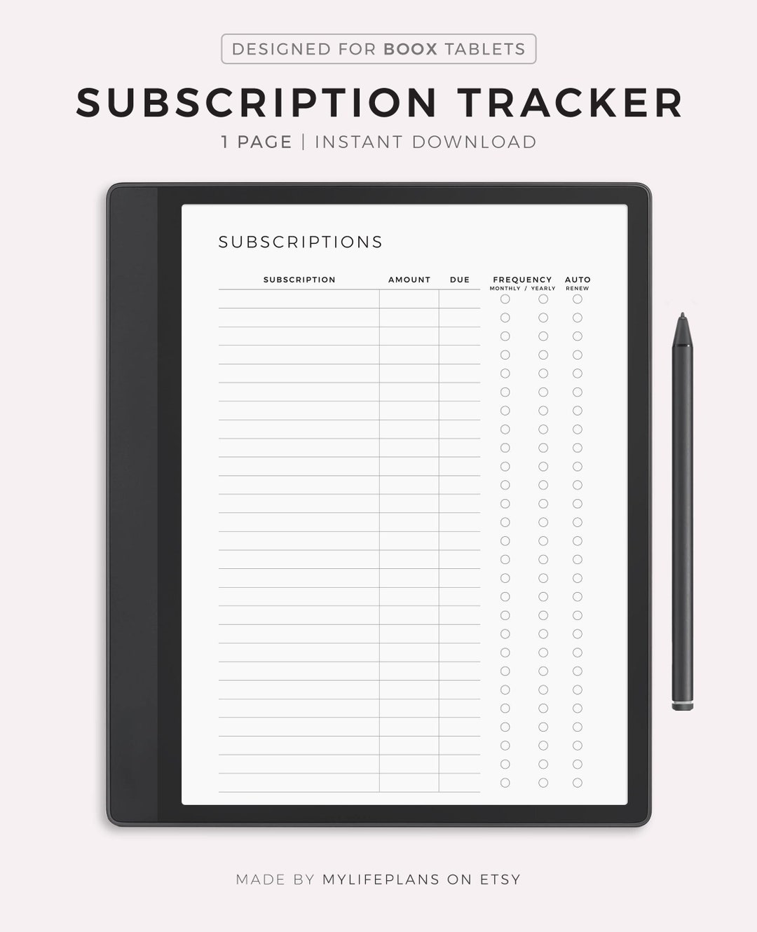 Subscription Tracker for Boox Note Series / Tab Series / Go 10.3 ...