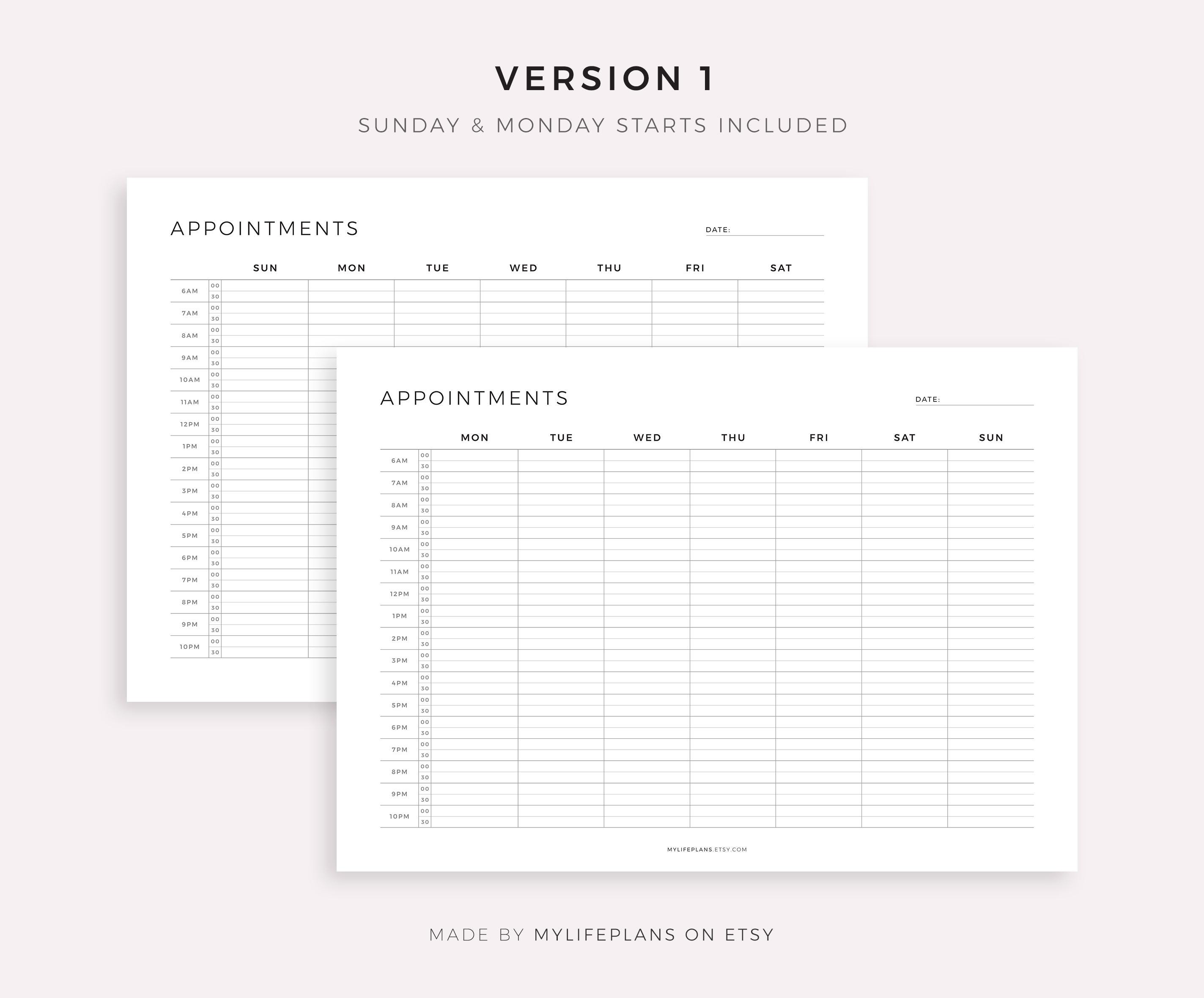 Appointment Book 30 Minute Intervals Landscape, Appointment Reminder ...