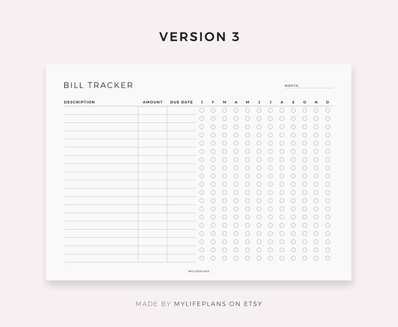 Bill Tracker Template for Supernote A5X2/A5X/A5/A6X2/A6X/A6, Landscape ...