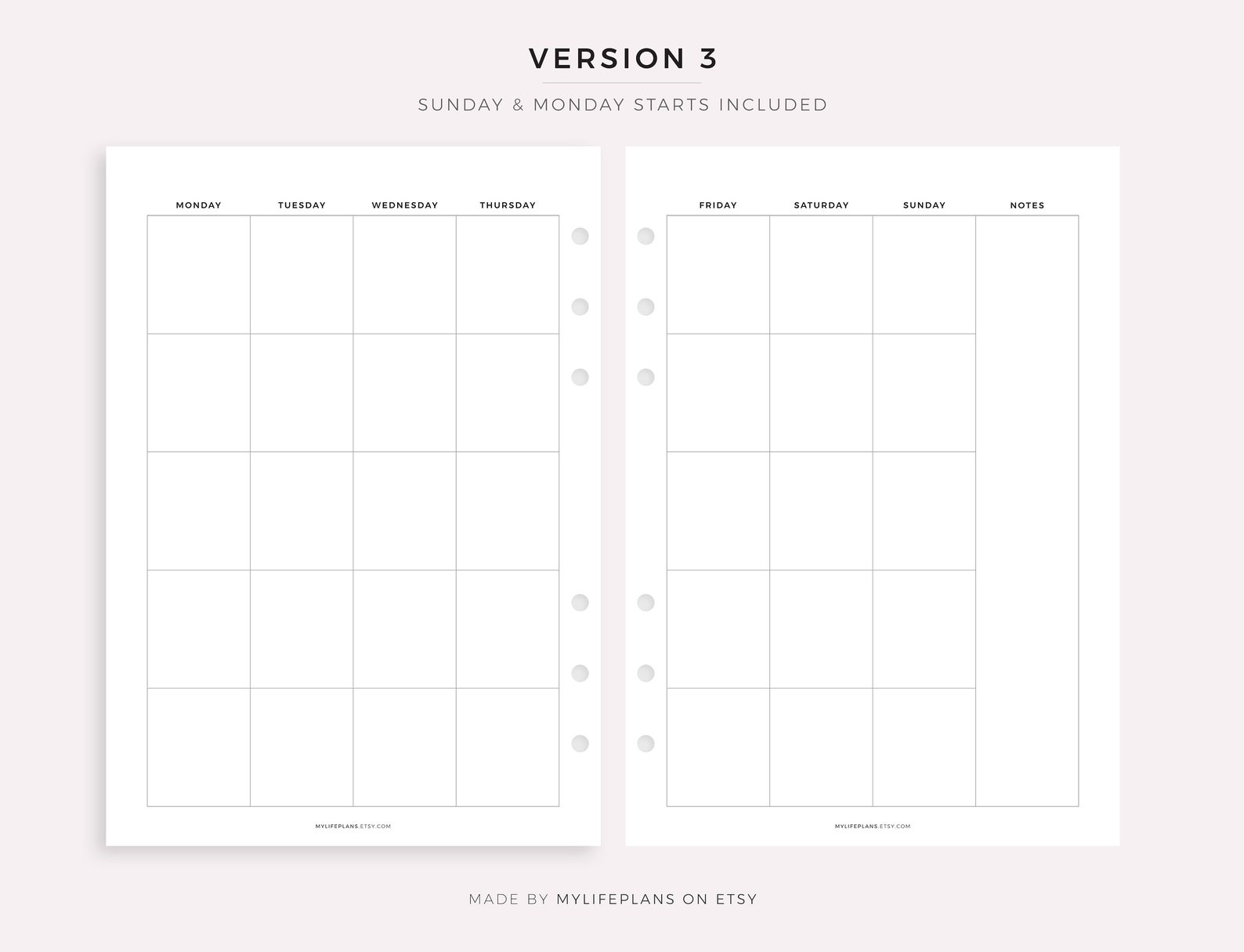 Blank Monthly Calendar With Notes 2 Page Printable Calendar - Etsy