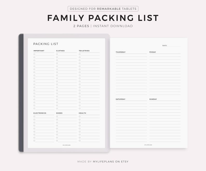 Family Travel Packing List - Clothes, Shoes, Electronics, Toiletries ...
