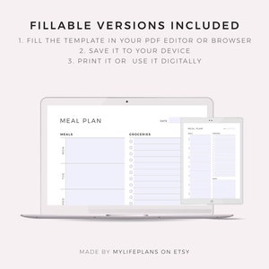 Weekly Meal Planner with Grocery List Printable Template, 7 Day Menu Plan, Food Planner, Household Planner, A4/A5/Letter/Half image 8