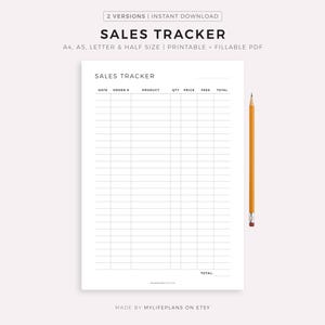 Sales Tracker Printable, Online Business Sales, Side Hustle Sales Record Template, A4/A5/Letter/Half Size, Instant Dowload PDF
