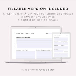 Weekly Review, Weekly Reflection, Weekly Evaluation, Weekly Summary, Printable Insert Template, A4/A5/Letter/Half, Instant Download PDF image 5