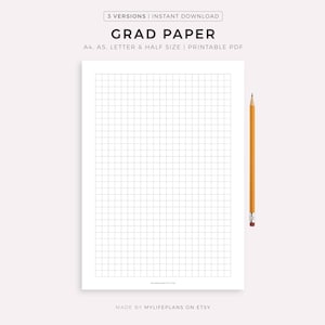 Grid Paper Printable, Squared Paper, Planner Inserts, A4/A5/Letter/Half Size, Instant Download PDF