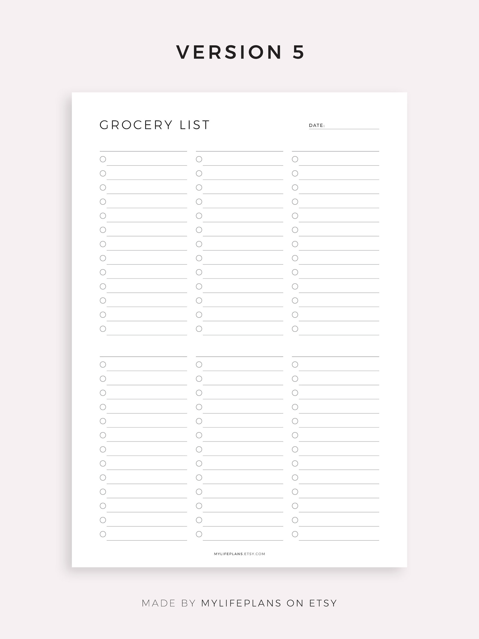 Simple Grocery List Template Printable, Food Shopping List, Grocery ...
