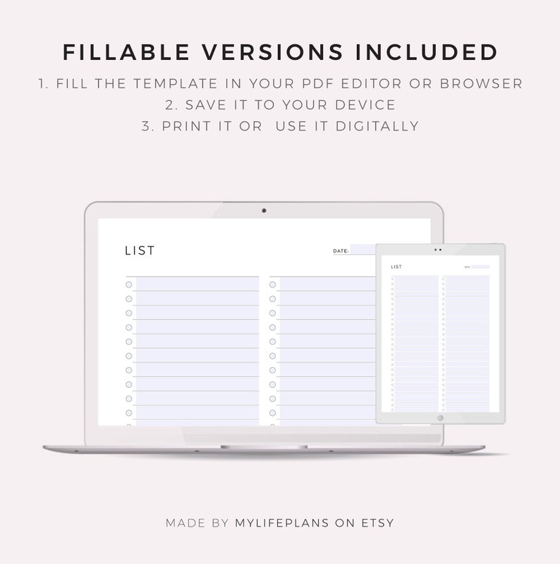 Blank Checklist Template Printable & Fillable, Simple Checklist Template, A4/A5/Letter/Half, Instant Download PDF image 10