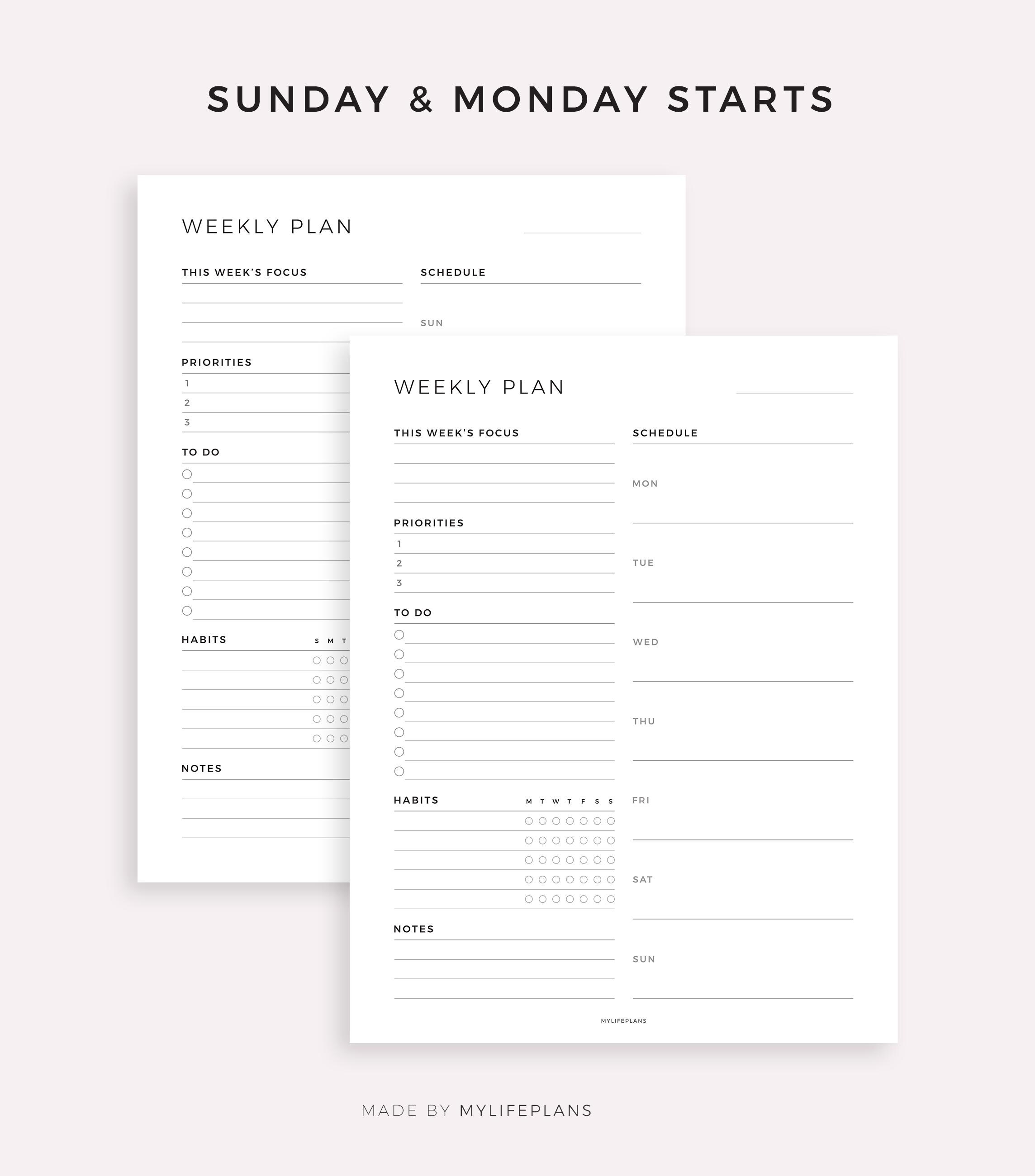 Weekly Planner for Happy Planner Classic & Big, Printable PDF, Instant ...