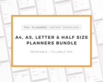 A4, A5, Letter & Half Letter Planners Bundle - Daily Planners, Weekly Planners, Monthly Planners, Yearly Planners and More