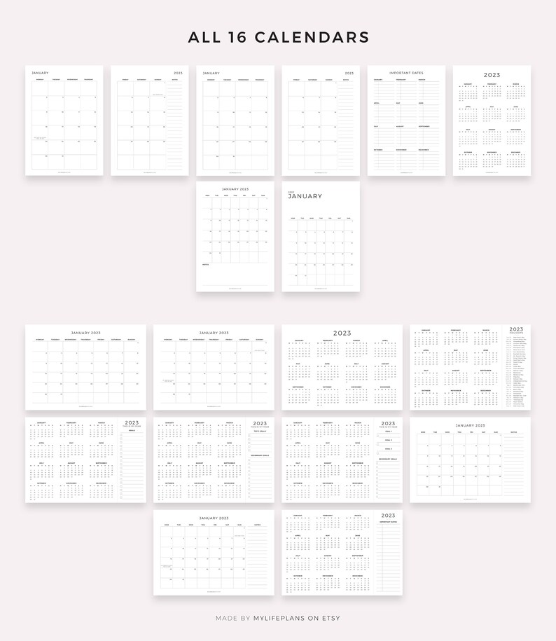 2023 Dated Calendar Inserts Bundle Printable A4/letter Etsy