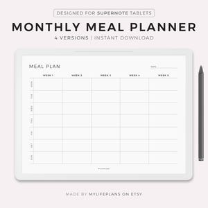 Monatlicher Mahlzeitenplaner für Supernote A5X2/A5X/A5/A6X2/A6X/A6, Querformat, 30 Tage Menüplaner, Food Planner, Gesundheit & Fitness, Instant Download