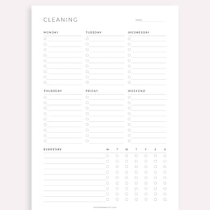 Weekly Cleaning Schedule, Cleaning Checklist, Cleaning to Do List ...