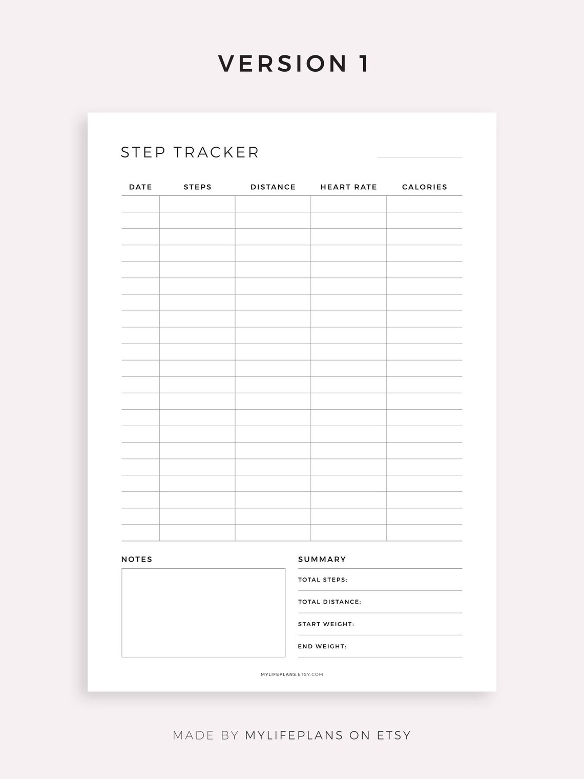 Step Tracker Printable, Step Log, Walking Journal, Exercise Log, Health ...