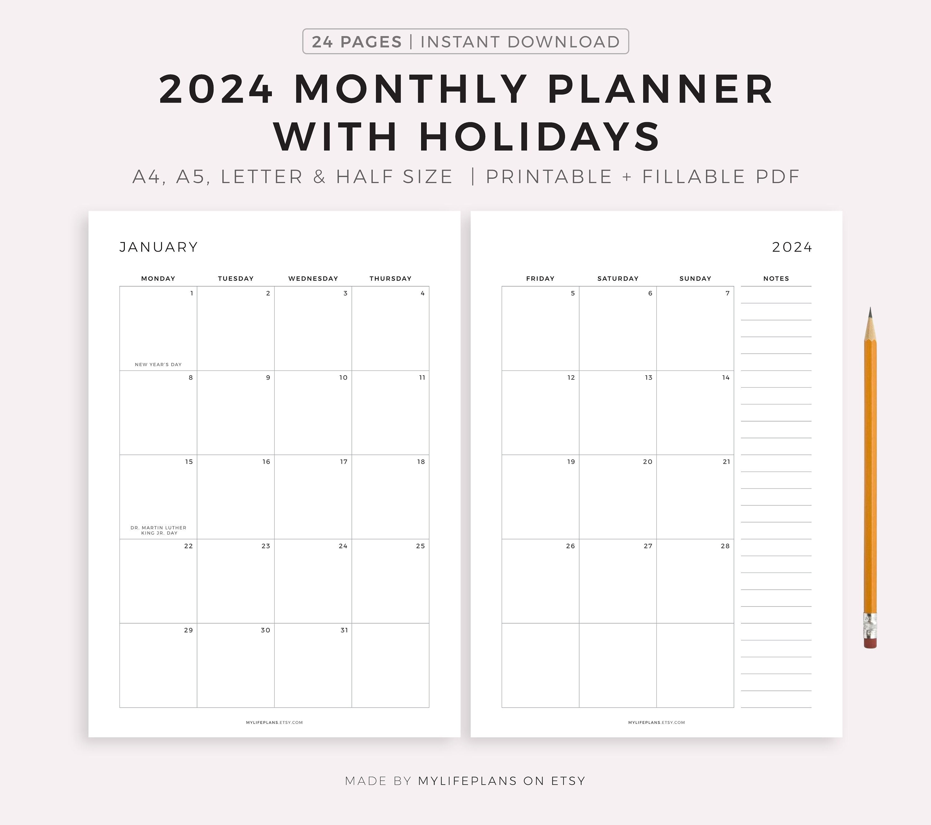 2024 Grimoire Style Planner PDF Printable Pagan Holidays Dated