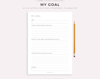 Goal Tracker Printable - Life Goal, Fitness Goal, Career Goal, Finance