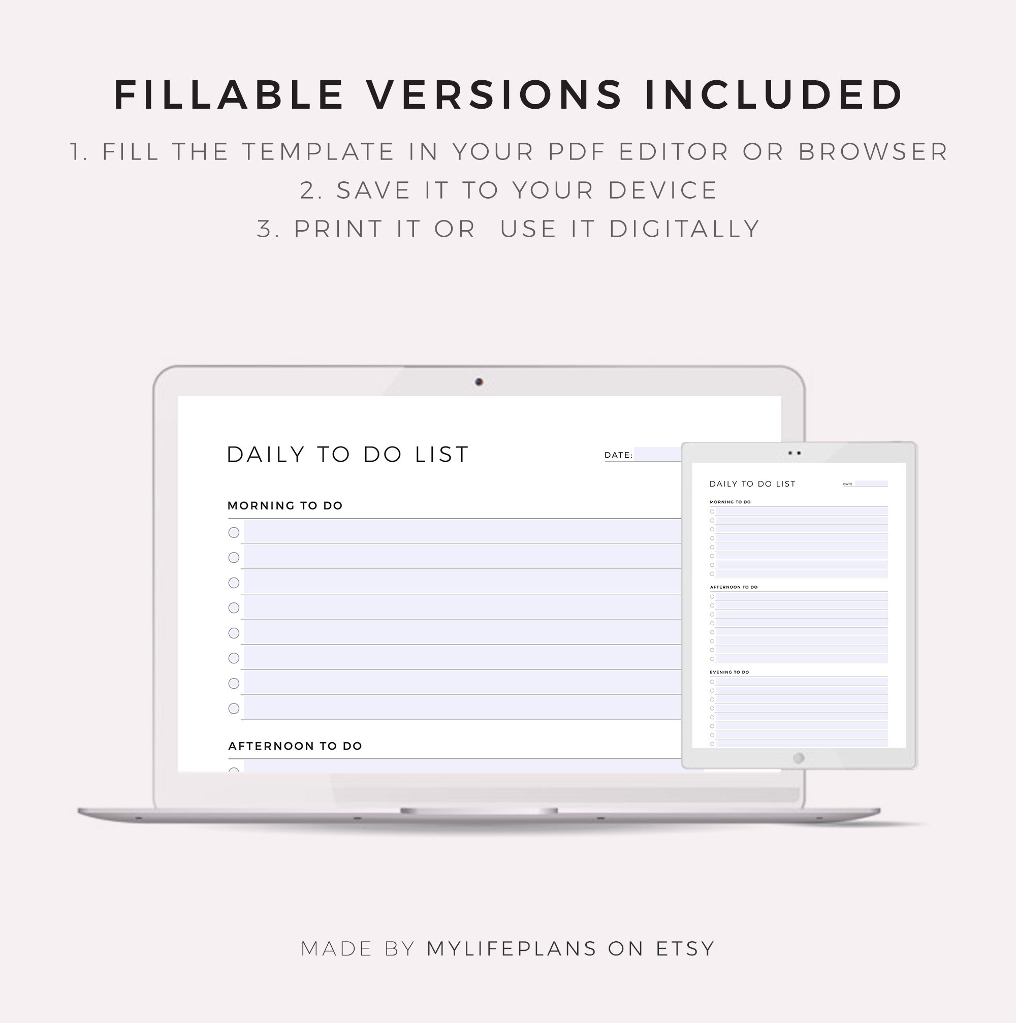 Daily to Do List Printable, Daily Task List Template PDF, Daily ...