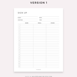 Digital Sign up Sheet Event Sign Up, Customer Sign Up, Email Sign Up ...